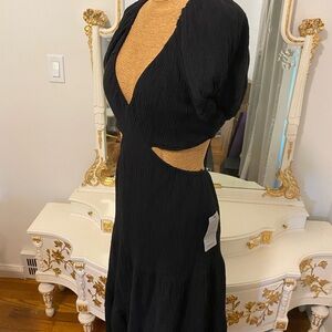 ASTR black midi dress open back